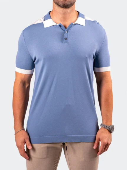 Maceoo Stretch Short-Sleeve Polos | Polo TipSkyBlue
